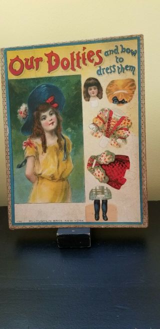 Antique 1914 Mcloughlin Bros.  " Our Dollies & How To Dress Them " Boxed Set