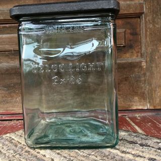 Rare Vintage Aqua Glass Delco Exide Light With Complete Top 1920 