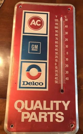 Vintage Gm Ac Delco Quality Parts Advertising Thermometer Dealership Sign