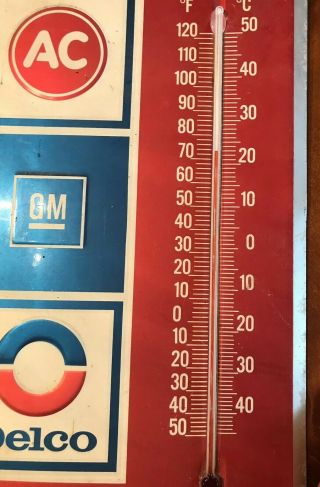Vintage GM AC Delco Quality Parts Advertising Thermometer Dealership Sign 4