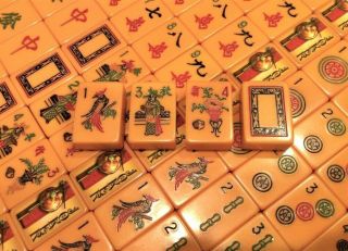 Vintage Royal Games Bakelite Mah Jong Jongg Mahjong Set 156 Tiles