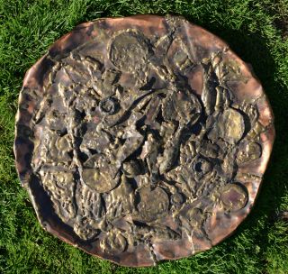 Rare Hobart Brown Kinetic Art Sculptor Copper Brass Round Table Pizza 1976