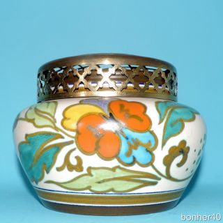 Vintage Art - Crafts Gouda Zuid - Holland Dutch Folk Art Deco Flower Frog Vase