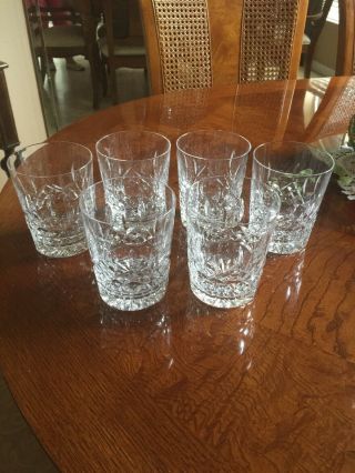 6 Vintage Waterford Crystal Lismore Double Old Fashioned Tumbler Glasses 4 3/8 "