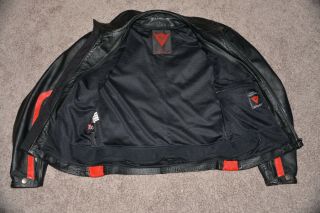 Vintage Dainese Leather Motorcycle Jacket EU 50 Black Red 7