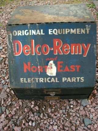 Vintage Delco - Remy Electrical Parts Cabinet Ac Gm Ford Auto Repair Shop Garage