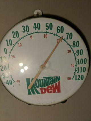 Vtg Mountain Dew Glass Front 18  Jumbo Thermometer Outdoor Sign