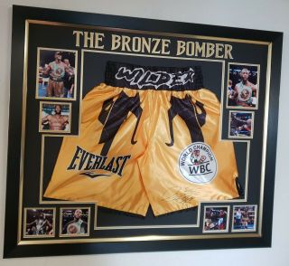 Rare Deontay Wilder Signed Boxing Shorts Autographed Trunks Display