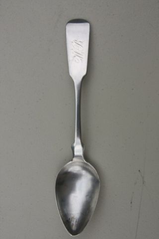 Savannah,  Ga.  - T T Wilmont,  Coin Silver,  Fiddle Back Spoon.  1840s - 50s.