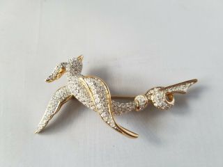 Swarovski Vintage Signed Pin Brooch Gold Tone Crystal Bird