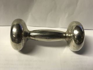 Rare Vintage Tiffany & Co Mini Barbell Baby Rattle Shaker Toy Sterling Silver