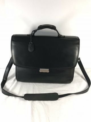 Hartmann All Leather Vintage Black Leather Briefcase Messenger Bag