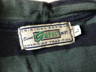 Vintage Guess Jeans USA Green Blue Stripe Men’s Shirt Size Large Made USA 2