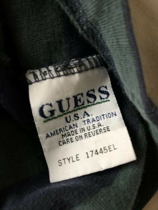 Vintage Guess Jeans USA Green Blue Stripe Men’s Shirt Size Large Made USA 8
