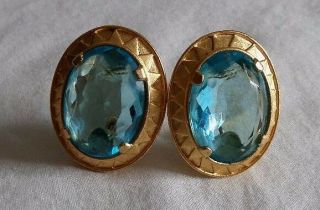 Ysl Yves St Laurent Signed Haute Couture Runway Huge Faceted Aquamarine Earrings