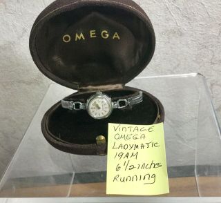 Vintage Omega Stainless Ladymatic Wristwatch 19mm 6 1/2 Inches Running