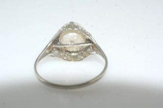 Deco Vintage 14k White Gold Filigree Pearl Ring 6