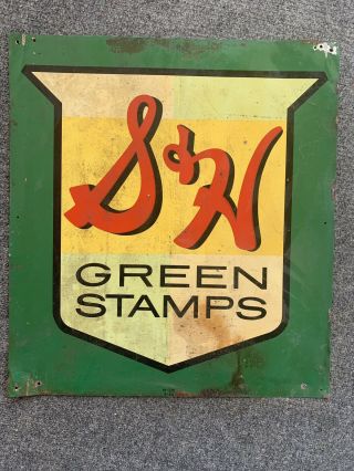 Vintage S & H Green Stamps Antique Metal Sign