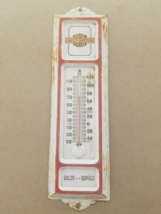 Vintage 1970s Harley Davidson Dealer Sales Service Thermometer Sign Motorcycle