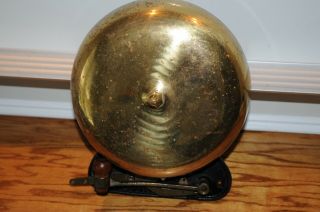 Vintage Bevin Boxing Ring Bell Cast Iron Base Brass Bell Measures 7 " Diameter.