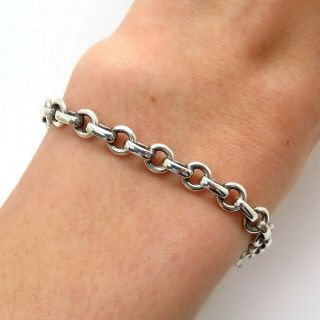 Tiffany & Co.  Italy 925 Sterling Silver Designer Donut Chain Charm Bracelet