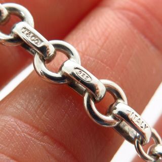 Tiffany & Co.  Italy 925 Sterling Silver Designer Donut Chain Charm Bracelet 8