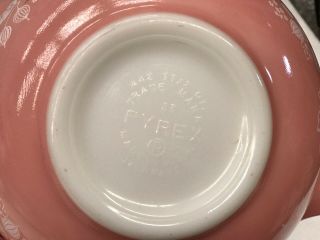 Vintage Pyrex Pink/white Gooseberry Cinderella Nesting Bowls 6