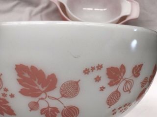 Vintage Pyrex Pink/white Gooseberry Cinderella Nesting Bowls 8