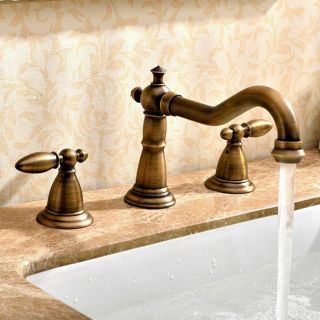 Vintage Style Widespread 3 Hole Bathroom Basin Sink Faucet Gold Or Antique Brass