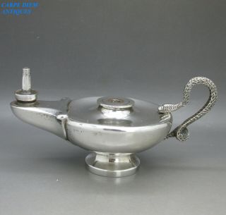 Antique Good Quality Solid Sterling Silver Aladdins Lamp 121g Table Lighter 1911