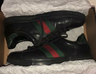 Vintage Gucci Ace Sneaker Leather Crocodile Red/green Web 10.  5 D (11.  5 Usa) $632