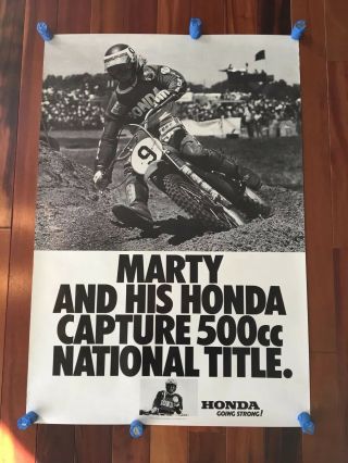 Very Rare 1977 Marty Smith Honda Motorcross Poster,  Bel - Ray Usgr Hat (vintage)