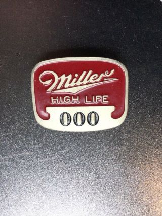 Vintage Employee Badge Miller High Life Beer Made By Whitehead & Hoag Red Enamel