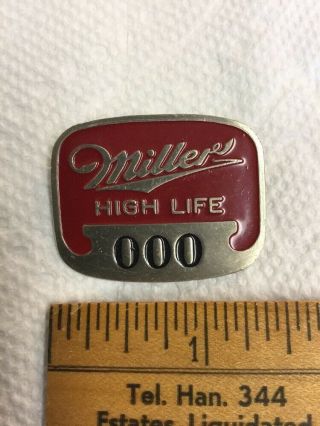 Vintage Employee Badge Miller High Life Beer Made By Whitehead & Hoag Red Enamel 2