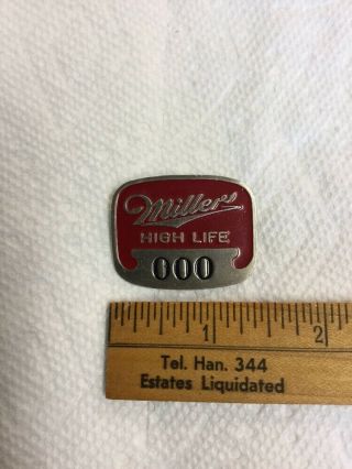 Vintage Employee Badge Miller High Life Beer Made By Whitehead & Hoag Red Enamel 3