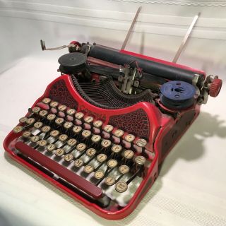 Antique Vtg L C Smith & Corona Typewriter W/red Mountain Ash Scarlet Finish