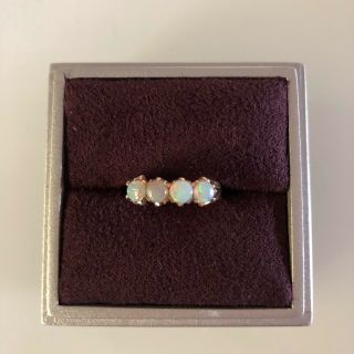 Vintage/ Antique 9ct Gold Ring With 4 Natural Solid Opals Uk Size Approx Q