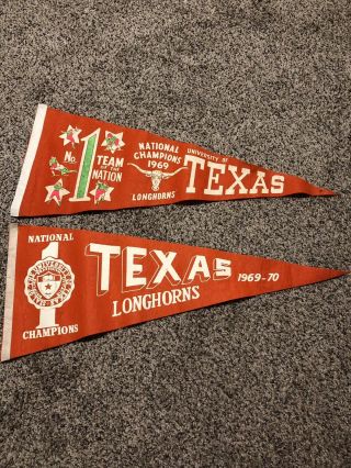 Vintage Texas Longhorn College Football National Championship Pennants 1969