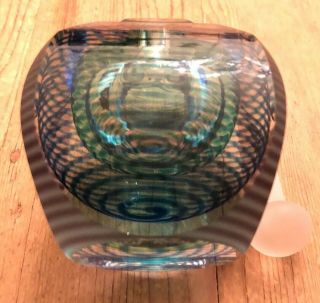 Vintage Kit Karbler Michael David Art Glass Perfume Bottle Green Blue Abstract 5