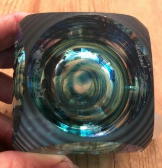 Vintage Kit Karbler Michael David Art Glass Perfume Bottle Green Blue Abstract 6