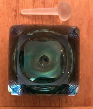 Vintage Kit Karbler Michael David Art Glass Perfume Bottle Green Blue Abstract 8