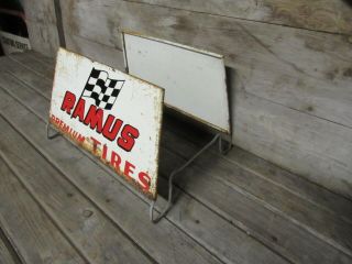 Rare Vintage Ramus Tires Tire Rack Stand Display Sign 4