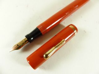 Restored Vintage Red Flat Top Conklin Fountain Pen Flex Nib