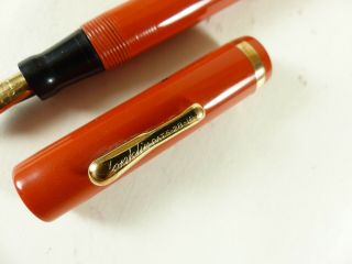 Restored Vintage Red Flat Top Conklin Fountain Pen Flex Nib 2