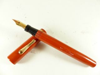 Restored Vintage Red Flat Top Conklin Fountain Pen Flex Nib 5