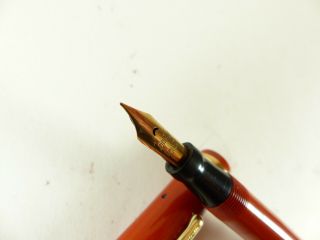 Restored Vintage Red Flat Top Conklin Fountain Pen Flex Nib 7