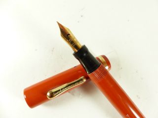 Restored Vintage Red Flat Top Conklin Fountain Pen Flex Nib 8