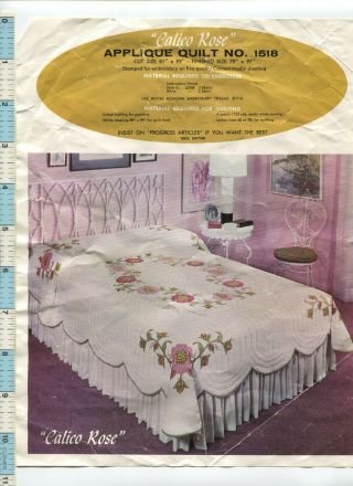 Vintage " Calico Rose " Quilt Kit By Progress,  Measuring Approximately 79 " X 97 ",