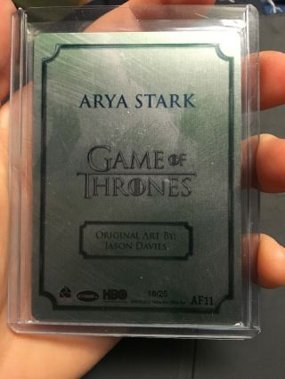 Rittenhouse Game Of Thrones Inflexions Arya Stark 18/25 metal artifex card RARE 3
