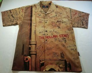 Vintage Rolling Stones Beggars Banquet Dragonfly Button Dress Collar Shirt Xl